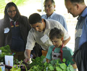 A group of adults and a child