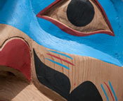 Close up of a totem pole