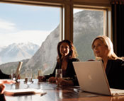 Business women having a meeting in front of a laptop
