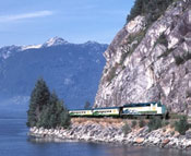 Train moving along the coast